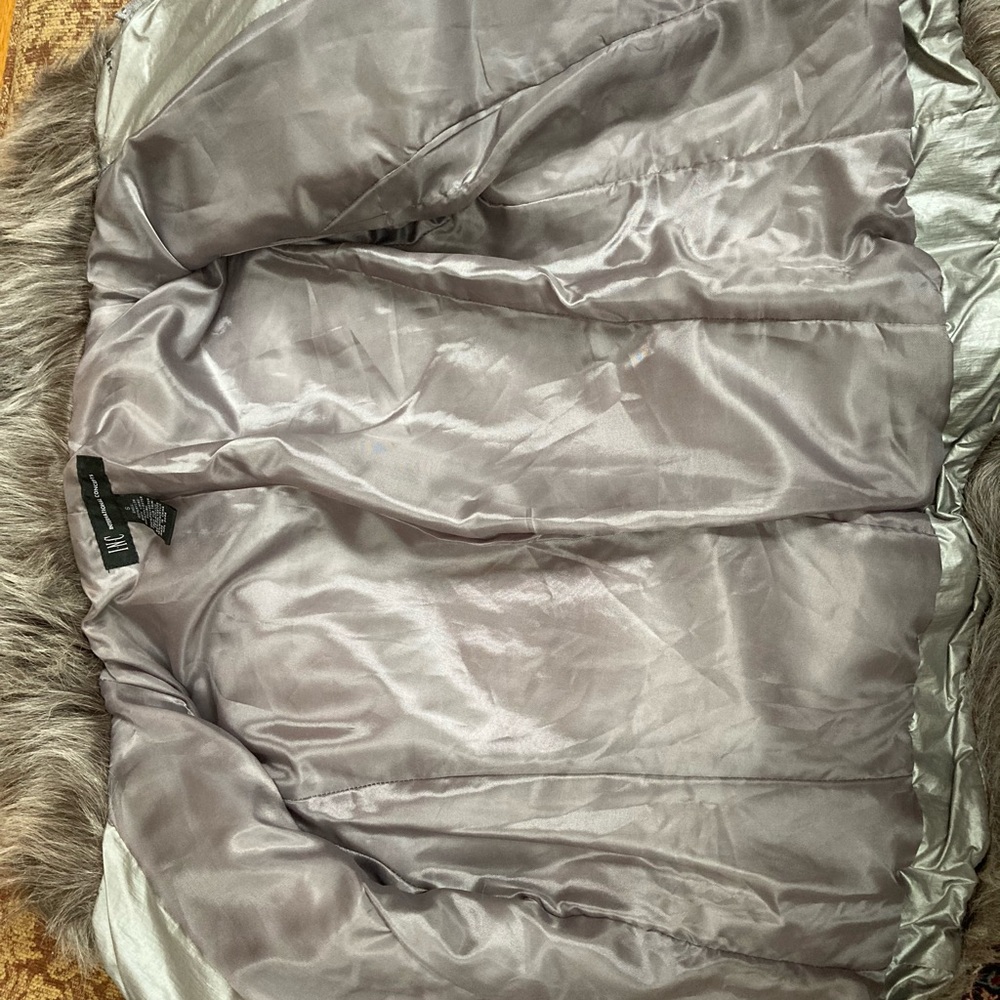 INC Silver Jacket with Fur - Picture 5 of 17